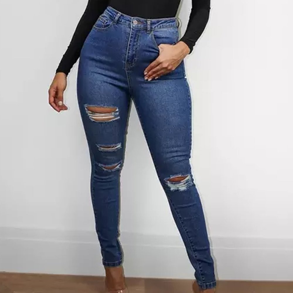 Missguided Assets Distress Sinner Skinny High Waist Women's Jeans, Size: US 14R